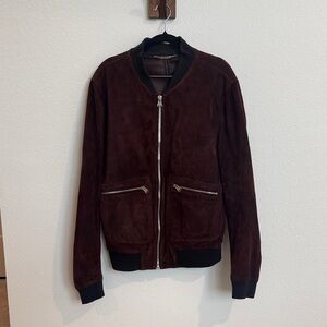 Dolce and Gabbana- Authentic Men's Suede Bomber Jacket - Burgandy
